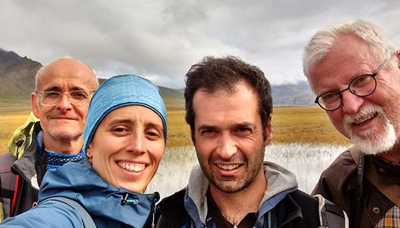 L'equip durant l'expedició. D'esquerra a dreta, Sergi Pla-Rabés, Olga Margalef i Oriol Grau.