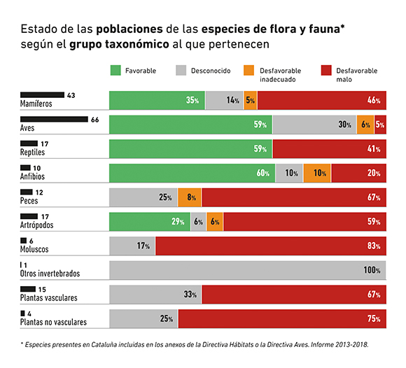 Flora y fauna según grupo taxonómico