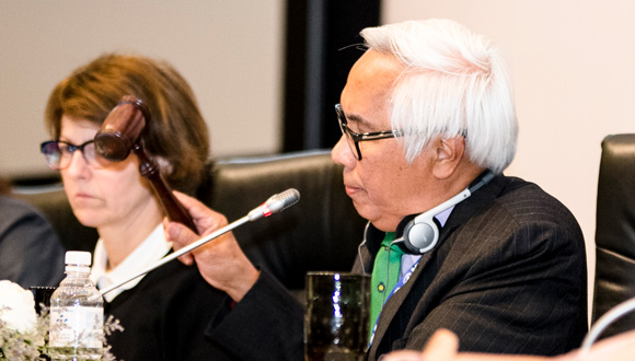 Moment en que Abdul Hamid Zakri de la IPBES aprova el document final