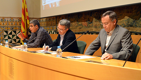 El Dr. Joan Pino (president de la ICHN), el Dr. Lluís Tort (president de la SCB) i el Dr. Javier Retana (director del CREAF) van presidir la jornada.