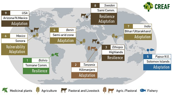 Map of case studies showing the diversity of agro-environmental settings related to agricultural management, pastoral and livestock management, medicinal plants and fishery in this special issue. Author: CREAF