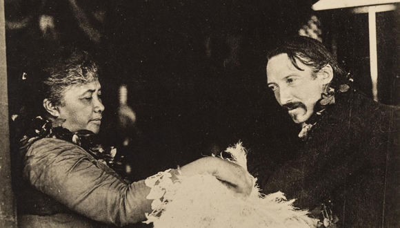 Robert Louis Stevenson amb la Princesa Lilioukalani, cap al 1889.