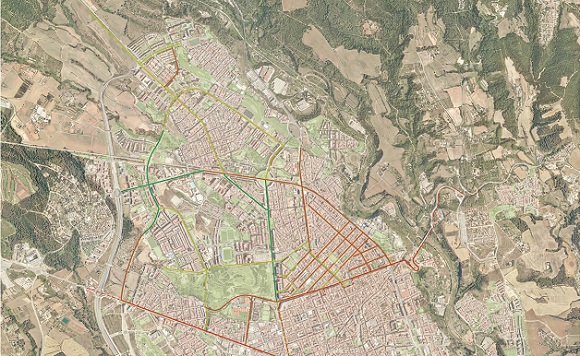 Mapa col·laboratiu de la biodivesitat del nord de Sabadell. En verd, els carrers millors connectats per albergar biodiversitat urbana. Crèdit: ADENC.