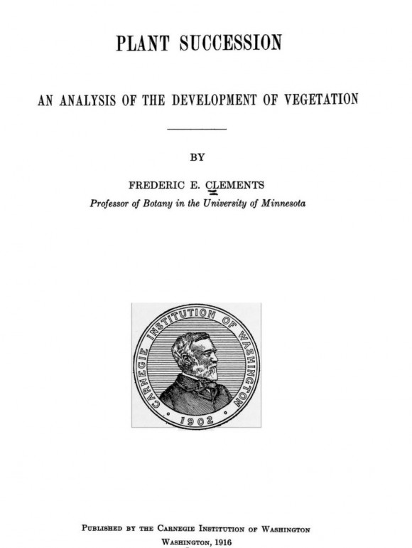 Primera página del libro de Clements Plant succession; an analysis of the development of vegetation