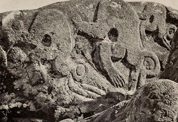 Petroglífos con representaciones del hombre pájaro en las rocas de la isla de Pascua. (Foto Wikimedia Commons)