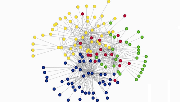 Aquestes interaccions ecològiques es poden representar en un diagrama complex, en la qual cada espècie està enllaçada amb moltes altres.