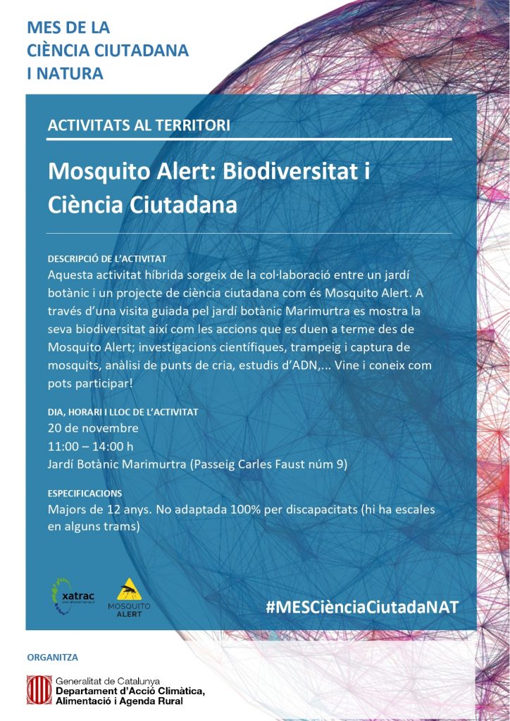 Cartell de l’activitat de mosquits amb MosquitoAlert.  Ciència Ciutadana