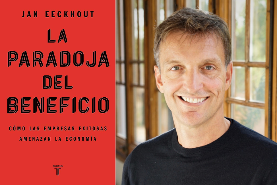 Portada del libro "La paradoja del beneficio" de Jan Eeckhout y fotografía de su autor.