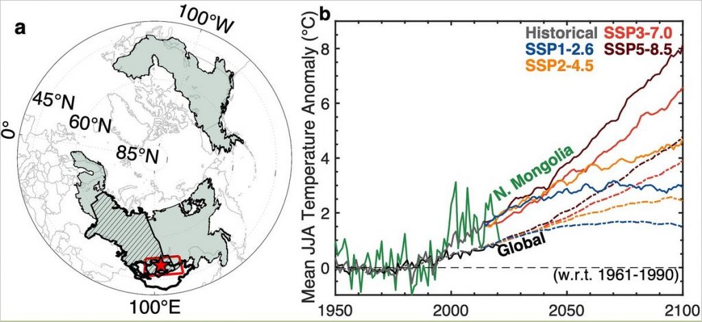 A finals del segle XXI és probable que desaparegui el bosc boreal del marge sud, de manera gradual i en escales de 50 a 100 anys. Afectarà bàsicament el Larix sibirica de la regió, una espècie que representa el 30% de la biomassa forestal eurasiàtica i el 80% de la biomassa de Mongòlia. Font: Rao, M.P. (2023).